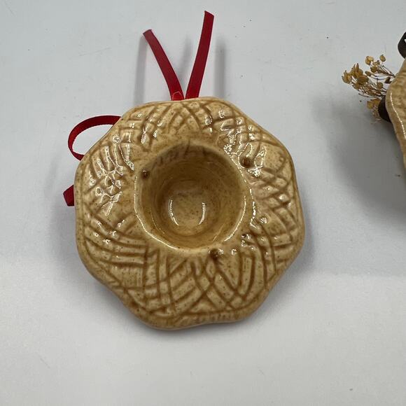 Vintage Ceramic Handmade Miniature Straw Hats Pine Cone & Fall Foliage Lot 2 - Picture 6 of 10